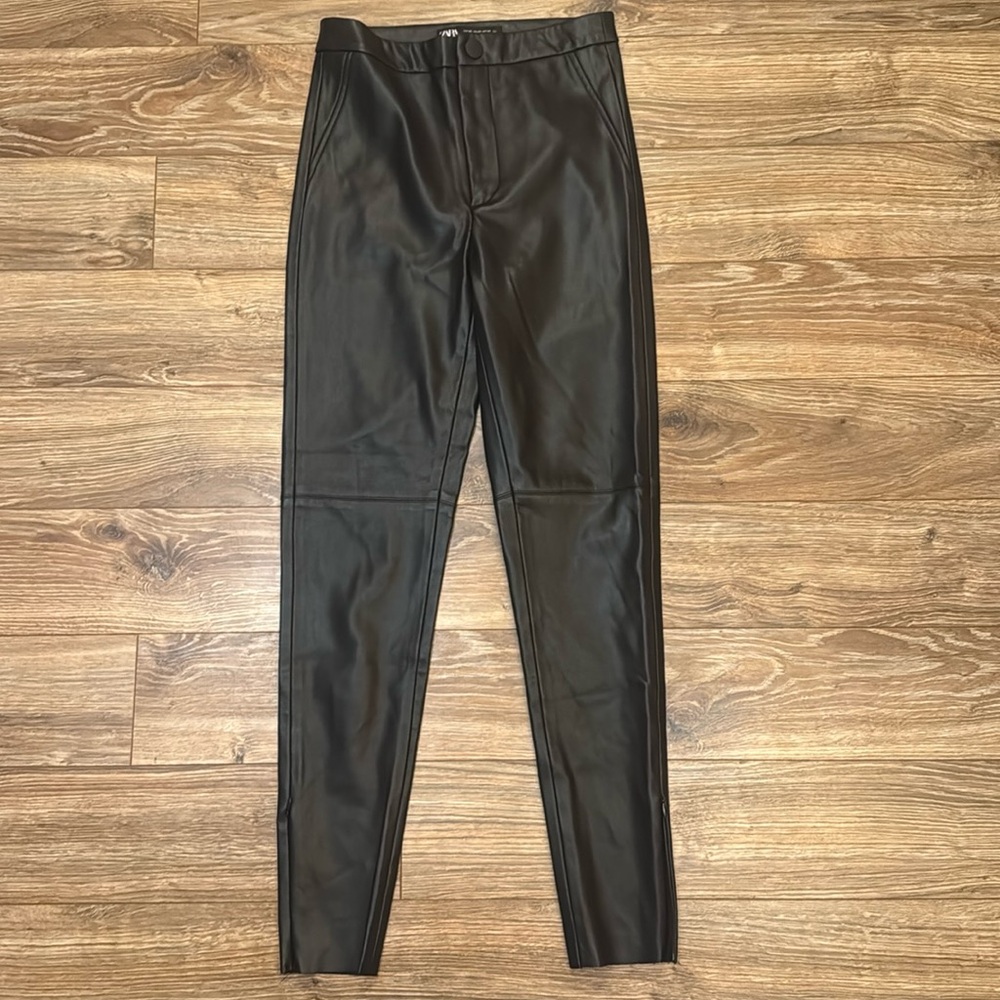 Zara Faux Black Leather Leggings